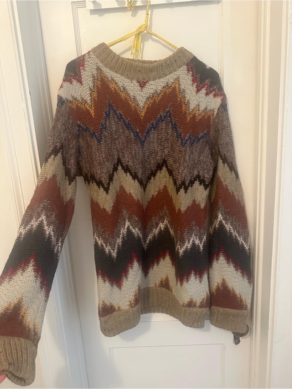 Vintage FENDI Roma Geometric Zig Zag Sweater Pullover Oversized
